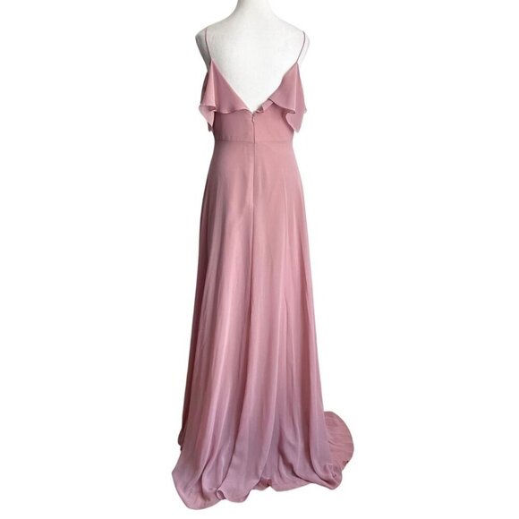 NWT JENNY YOO COLLECTION OLD PINK COLD SHOULDER FLUTTER CHIFFON BRIDESMAID DRESS - Picture 3 of 13